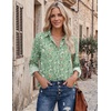 image:imageZeagoo Blouses for Women Dressy Casual Long Sleeve Button Down Shirts Collared Summer Tops Fall Fashion ClothesGreen Floral