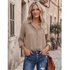 image:imageZeagoo Blouses for Women Dressy Casual Long Sleeve Button Down Shirts Collared Summer Tops Fall Fashion ClothesKhaki