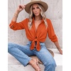 image:imageZeagoo Blouses for Women Dressy Casual Long Sleeve Button Down Shirts Collared Summer Tops Fall Fashion ClothesOrange