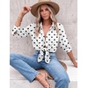 image:imageZeagoo Blouses for Women Dressy Casual Long Sleeve Button Down Shirts Collared Summer Tops Fall Fashion ClothesPolka Dots White