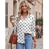image:imageZeagoo Blouses for Women Dressy Casual Long Sleeve Button Down Shirts Collared Summer Tops Fall Fashion ClothesPolka Dots White
