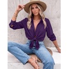 image:imageZeagoo Blouses for Women Dressy Casual Long Sleeve Button Down Shirts Collared Summer Tops Fall Fashion ClothesPurple