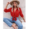 image:imageZeagoo Blouses for Women Dressy Casual Long Sleeve Button Down Shirts Collared Summer Tops Fall Fashion ClothesRed