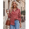 image:imageZeagoo Blouses for Women Dressy Casual Long Sleeve Button Down Shirts Collared Summer Tops Fall Fashion ClothesRed Floral