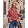 image:imageZeagoo Blouses for Women Dressy Casual Long Sleeve Button Down Shirts Collared Summer Tops Fall Fashion ClothesRed Floral