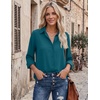 image:imageZeagoo Blouses for Women Dressy Casual Long Sleeve Button Down Shirts Collared Summer Tops Fall Fashion ClothesTeal Blue