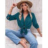 image:imageZeagoo Blouses for Women Dressy Casual Long Sleeve Button Down Shirts Collared Summer Tops Fall Fashion ClothesTeal Blue