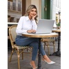 image:imageZeagoo Button Down Shirts for Women Wrinkle Free Long Sleeve Collared Dress Blouses Casual Work Office Tunics TopsAbright White