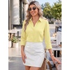 image:imageZeagoo Button Down Shirts for Women Wrinkle Free Long Sleeve Collared Dress Blouses Casual Work Office Tunics TopsYellow