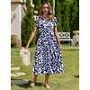 image:imageZeagoo Women Summer Midi A Line Dress Short Sleeve Casual Flowy Tiered Beach Long Sundress with Pockets 2026 Vacation TravelZw522