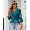 image:imageZeagoo Womens 34 Length Sleeve Tops V Neck Dressy Casual T Shirts Pleated Business Work Blouses Basic Tees S3XLCx287