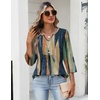 image:imageZeagoo Womens 34 Length Sleeve Tops V Neck Dressy Casual T Shirts Pleated Business Work Blouses Basic Tees S3XLCx289