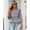 image:imageZeagoo Womens 34 Length Sleeve Tops V Neck Dressy Casual T Shirts Pleated Business Work Blouses Basic Tees S3XLHf36