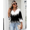 image:imageZeagoo Womens 34 Length Sleeve Tops V Neck Dressy Casual T Shirts Pleated Business Work Blouses Basic Tees S3XLJb204
