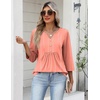 image:imageZeagoo Womens 34 Length Sleeve Tops V Neck Dressy Casual T Shirts Pleated Business Work Blouses Basic Tees S3XLJh586