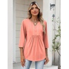 image:imageZeagoo Womens 34 Length Sleeve Tops V Neck Dressy Casual T Shirts Pleated Business Work Blouses Basic Tees S3XLJh586