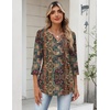 image:imageZeagoo Womens 34 Length Sleeve Tops V Neck Dressy Casual T Shirts Pleated Business Work Blouses Basic Tees S3XLMz721