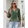 image:imageZeagoo Womens 34 Length Sleeve Tops V Neck Dressy Casual T Shirts Pleated Business Work Blouses Basic Tees S3XLMz839