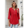image:imageZeagoo Womens 34 Length Sleeve Tops V Neck Dressy Casual T Shirts Pleated Business Work Blouses Basic Tees S3XLRed