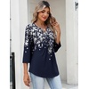 image:imageZeagoo Womens 34 Length Sleeve Tops V Neck Dressy Casual T Shirts Pleated Business Work Blouses Basic Tees S3XLSf103