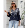 image:imageZeagoo Womens 34 Length Sleeve Tops V Neck Dressy Casual T Shirts Pleated Business Work Blouses Basic Tees S3XLSf103