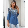 image:imageZeagoo Womens 34 Length Sleeve Tops V Neck Dressy Casual T Shirts Pleated Business Work Blouses Basic Tees S3XLSf233