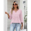 image:imageZeagoo Womens 34 Length Sleeve Tops V Neck Dressy Casual T Shirts Pleated Business Work Blouses Basic Tees S3XLTz300