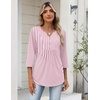 image:imageZeagoo Womens 34 Length Sleeve Tops V Neck Dressy Casual T Shirts Pleated Business Work Blouses Basic Tees S3XLTz300