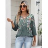 image:imageZeagoo Womens 34 Length Sleeve Tops V Neck Dressy Casual T Shirts Pleated Business Work Blouses Basic Tees S3XLWf71