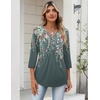 image:imageZeagoo Womens 34 Length Sleeve Tops V Neck Dressy Casual T Shirts Pleated Business Work Blouses Basic Tees S3XLWf71