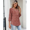 image:imageZeagoo Womens 34 Length Sleeve Tops V Neck Dressy Casual T Shirts Pleated Business Work Blouses Basic Tees S3XLXh518