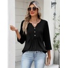 image:imageZeagoo Womens 34 Length Sleeve Tops V Neck Dressy Casual T Shirts Pleated Business Work Blouses Basic Tees S3XLZblack