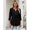 image:imageZeagoo Womens 34 Length Sleeve Tops V Neck Dressy Casual T Shirts Pleated Business Work Blouses Basic Tees S3XLZblack
