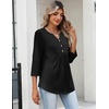 image:imageZeagoo Womens 34 Length Sleeve Tops V Neck Dressy Casual T Shirts Pleated Business Work Blouses Basic Tees S3XLZblack