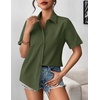 image:imageZeagoo Womens Button Down Blouse Rolled Cuffed Short Sleeve Shirts Casual Work Blouse Summer Hawaiian OutfitsArmy Green
