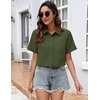image:imageZeagoo Womens Button Down Blouse Rolled Cuffed Short Sleeve Shirts Casual Work Blouse Summer Hawaiian OutfitsArmy Green