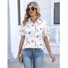 image:imageZeagoo Womens Button Down Blouse Rolled Cuffed Short Sleeve Shirts Casual Work Blouse Summer Hawaiian OutfitsBf112