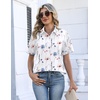 image:imageZeagoo Womens Button Down Blouse Rolled Cuffed Short Sleeve Shirts Casual Work Blouse Summer Hawaiian OutfitsBf112