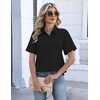 image:imageZeagoo Womens Button Down Blouse Rolled Cuffed Short Sleeve Shirts Casual Work Blouse Summer Hawaiian OutfitsBlack