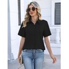 image:imageZeagoo Womens Button Down Blouse Rolled Cuffed Short Sleeve Shirts Casual Work Blouse Summer Hawaiian OutfitsBlack