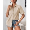 image:imageZeagoo Womens Button Down Blouse Rolled Cuffed Short Sleeve Shirts Casual Work Blouse Summer Hawaiian OutfitsChampagne