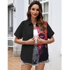image:imageZeagoo Womens Button Down Blouse Rolled Cuffed Short Sleeve Shirts Casual Work Blouse Summer Hawaiian OutfitsCx256