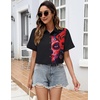 image:imageZeagoo Womens Button Down Blouse Rolled Cuffed Short Sleeve Shirts Casual Work Blouse Summer Hawaiian OutfitsCx256