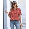 image:imageZeagoo Womens Button Down Blouse Rolled Cuffed Short Sleeve Shirts Casual Work Blouse Summer Hawaiian OutfitsJh590