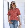 image:imageZeagoo Womens Button Down Blouse Rolled Cuffed Short Sleeve Shirts Casual Work Blouse Summer Hawaiian OutfitsJh590