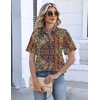 image:imageZeagoo Womens Button Down Blouse Rolled Cuffed Short Sleeve Shirts Casual Work Blouse Summer Hawaiian OutfitsMz721