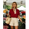 image:imageZeagoo Womens Button Down Blouse Rolled Cuffed Short Sleeve Shirts Casual Work Blouse Summer Hawaiian OutfitsRed