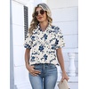 image:imageZeagoo Womens Button Down Blouse Rolled Cuffed Short Sleeve Shirts Casual Work Blouse Summer Hawaiian OutfitsSf198