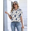 image:imageZeagoo Womens Button Down Blouse Rolled Cuffed Short Sleeve Shirts Casual Work Blouse Summer Hawaiian OutfitsSf198
