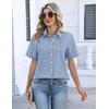 image:imageZeagoo Womens Button Down Blouse Rolled Cuffed Short Sleeve Shirts Casual Work Blouse Summer Hawaiian OutfitsTz273